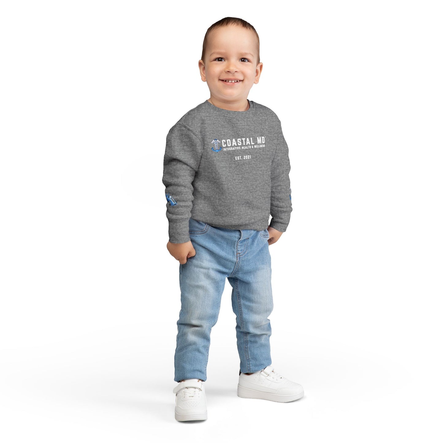 Coastal MD Toddler Sweatshirt — Blue Race Car Anchor Design