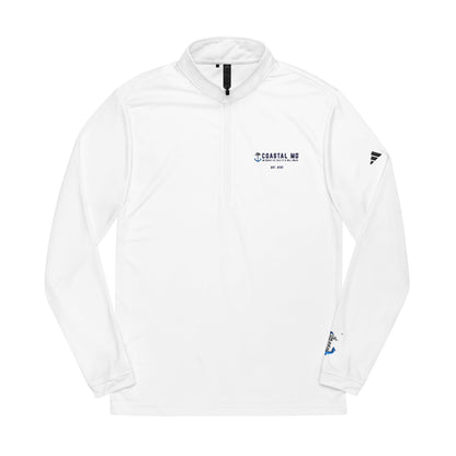 Embroidered adidas Quarter-Zip Pullover — White Performance Half-Zip