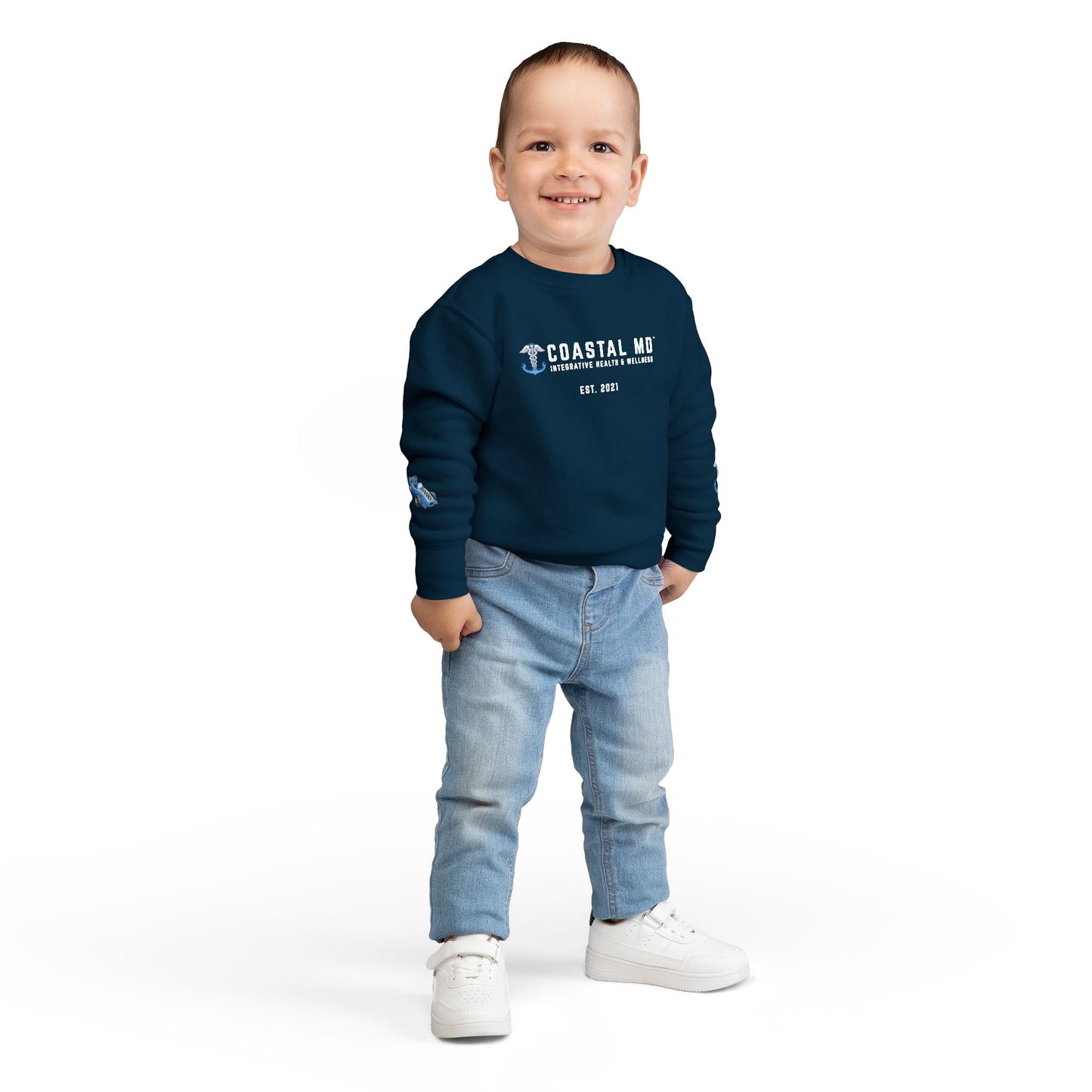 Coastal MD Toddler Sweatshirt — Blue Race Car Anchor Design