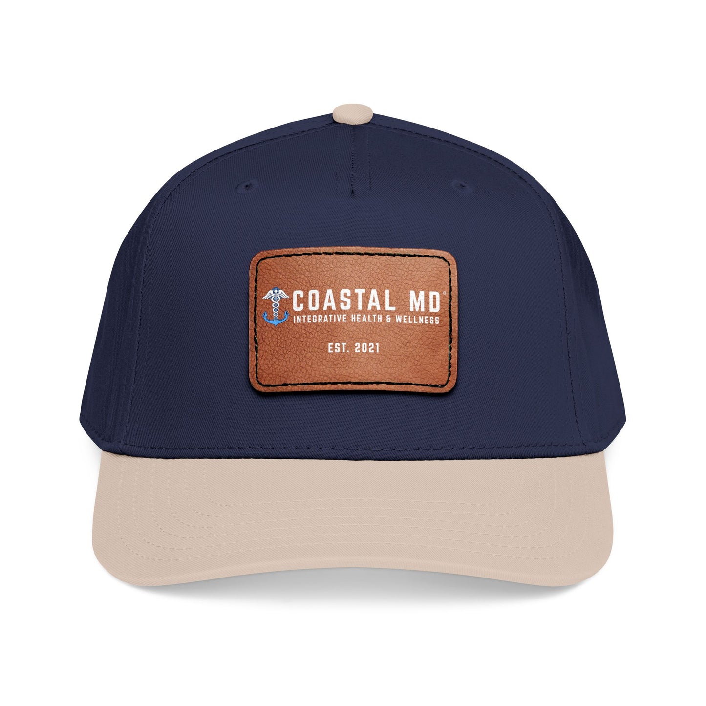 Mid Profile Baseball Cap with Leather Patch (Rectangle)