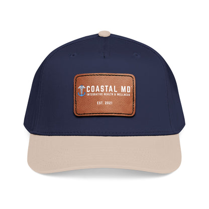 Mid Profile Baseball Cap with Leather Patch (Rectangle)