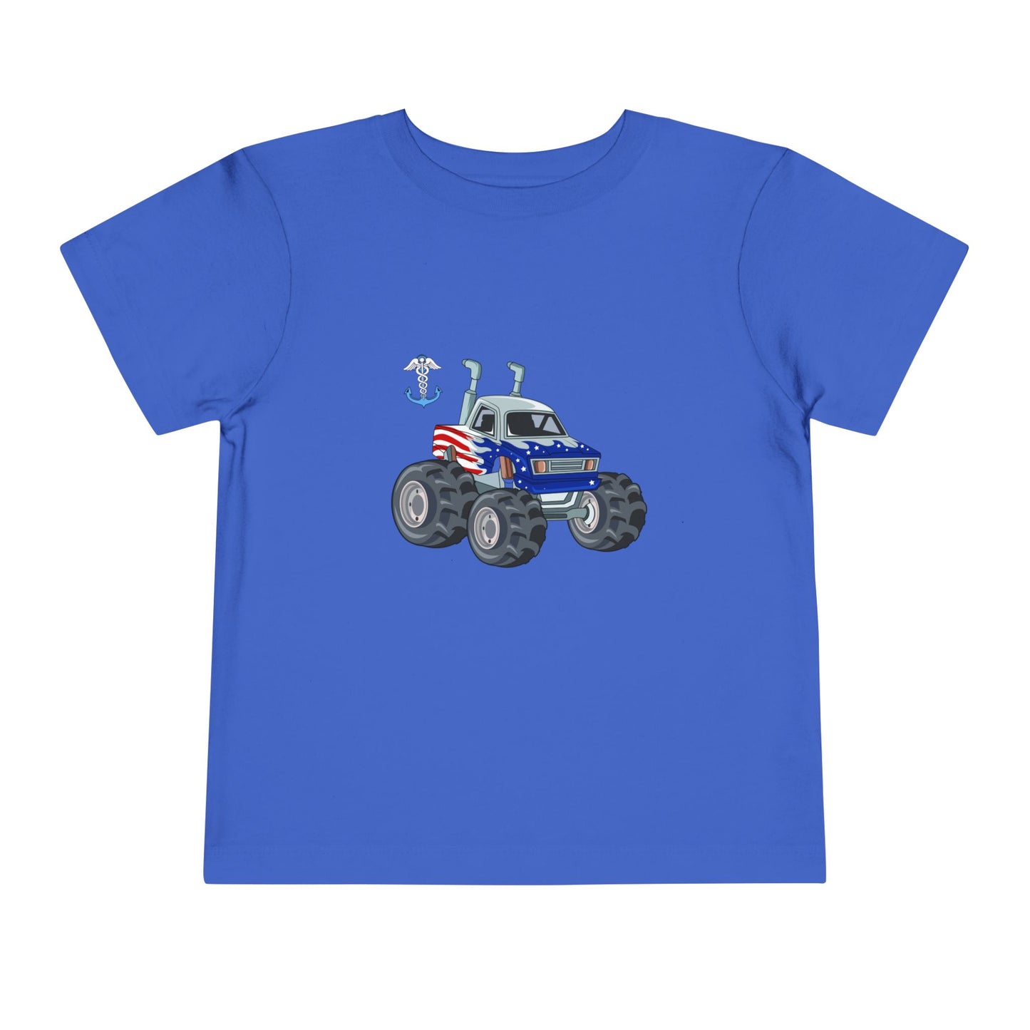 Toddler Tee — Patriotic Monster Truck with Anchor Graphic
