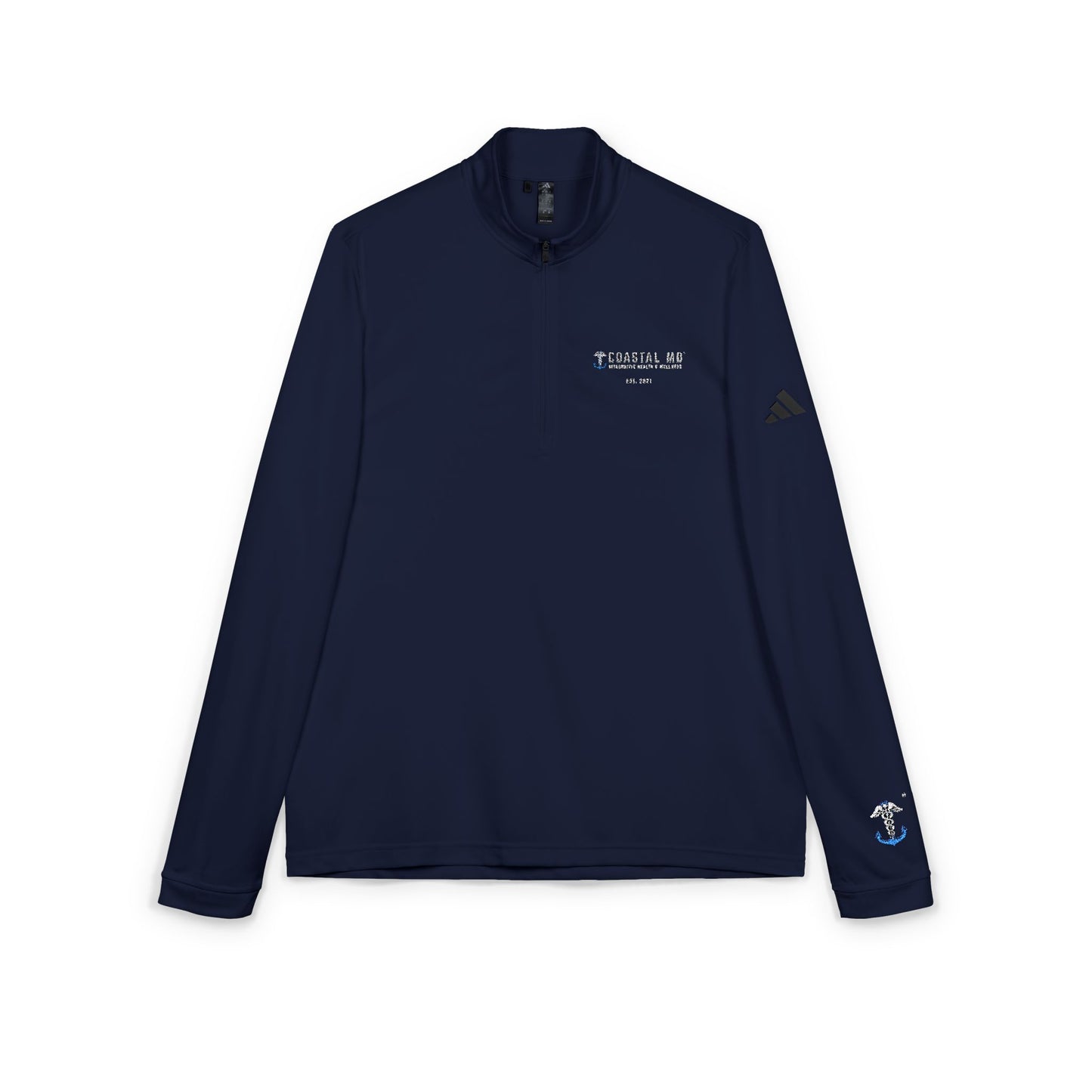 Embroidered Quarter-Zip Pullover — Minimal White Athletic Pullover