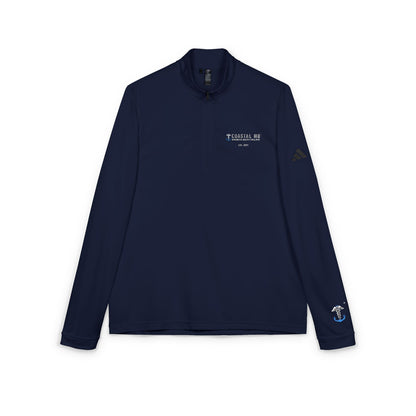 Embroidered Quarter-Zip Pullover — Minimal White Athletic Pullover