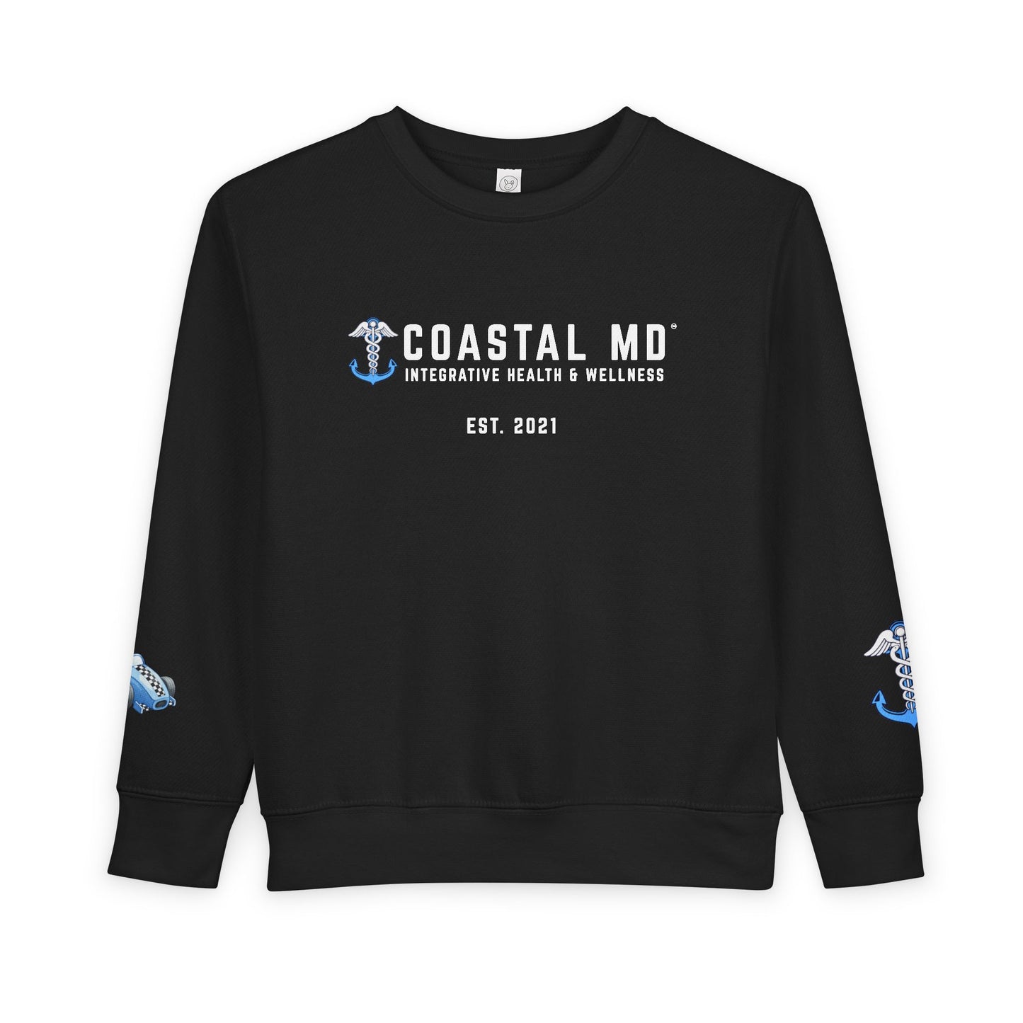 Coastal MD Toddler Sweatshirt — Blue Race Car Anchor Design