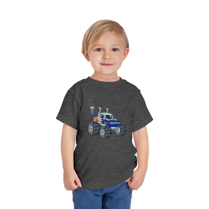 Toddler Tee — Patriotic Monster Truck with Anchor Graphic