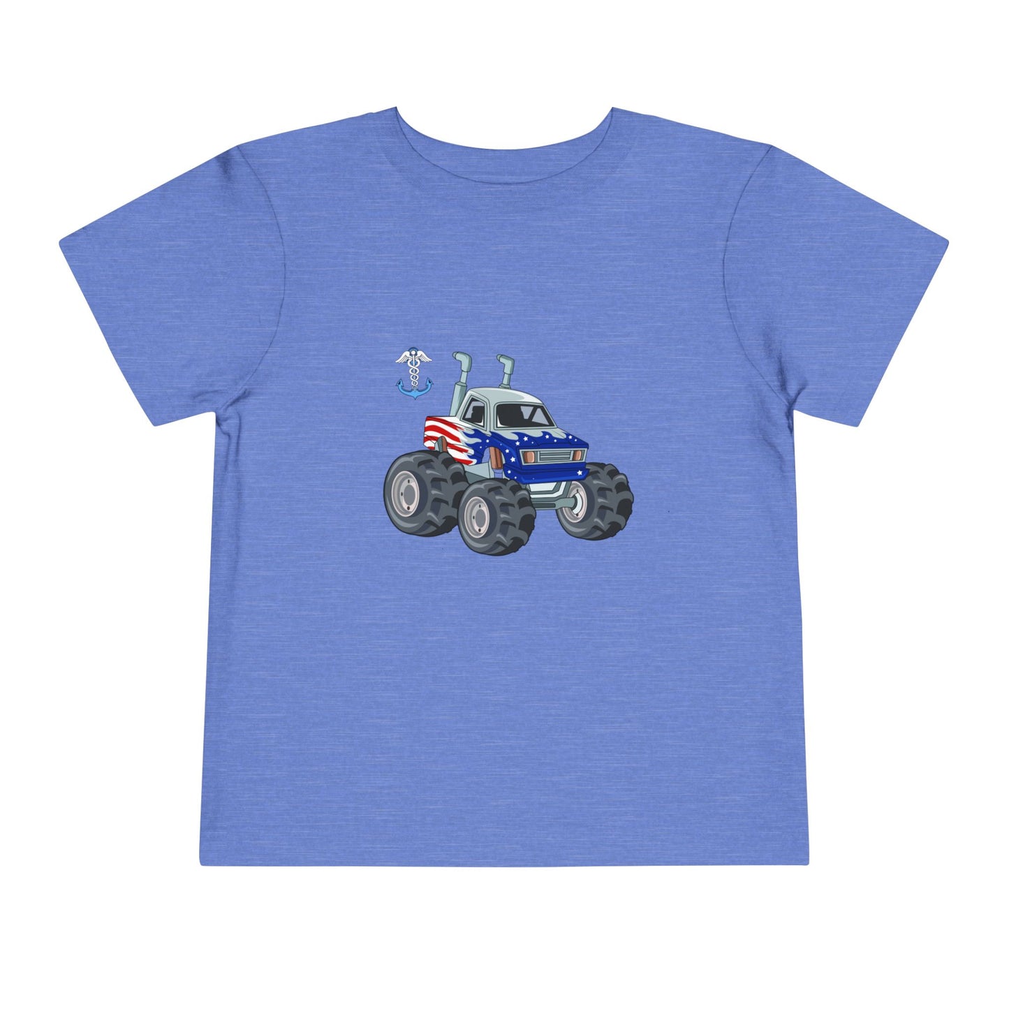 Toddler Tee — Patriotic Monster Truck with Anchor Graphic