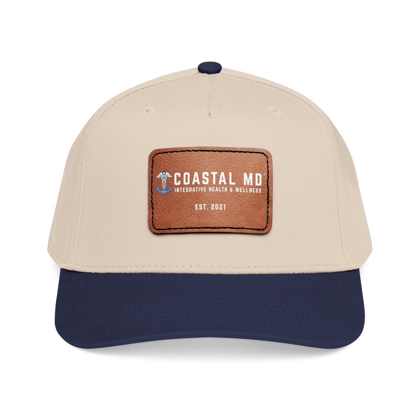 Mid Profile Baseball Cap with Leather Patch (Rectangle)