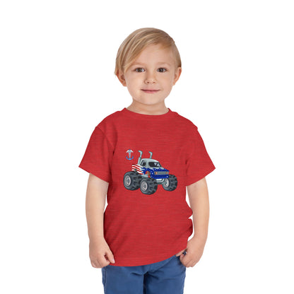 Toddler Tee — Patriotic Monster Truck with Anchor Graphic