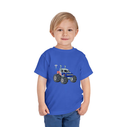 Toddler Tee — Patriotic Monster Truck with Anchor Graphic