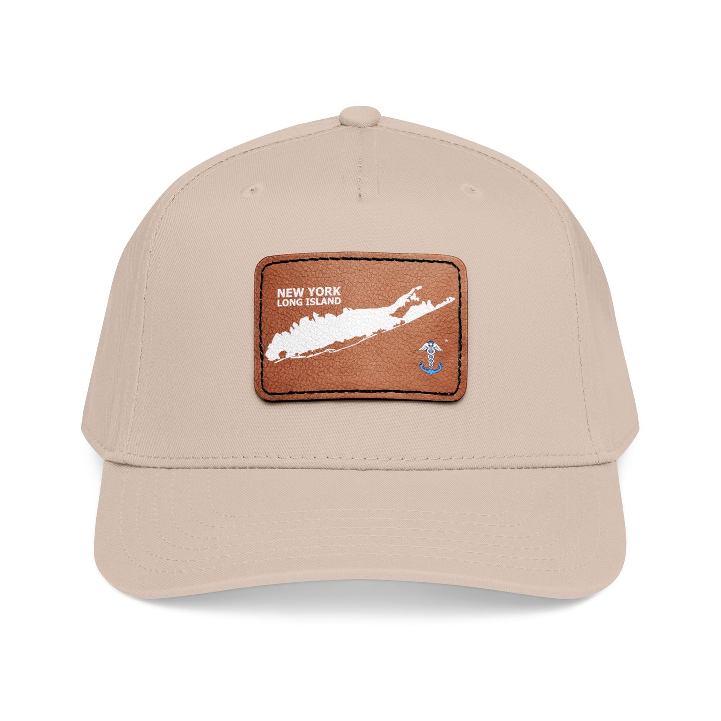 Mid Profile Baseball Cap with Leather Patch (Rectangle)