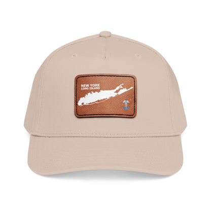 Mid Profile Baseball Cap with Leather Patch (Rectangle)
