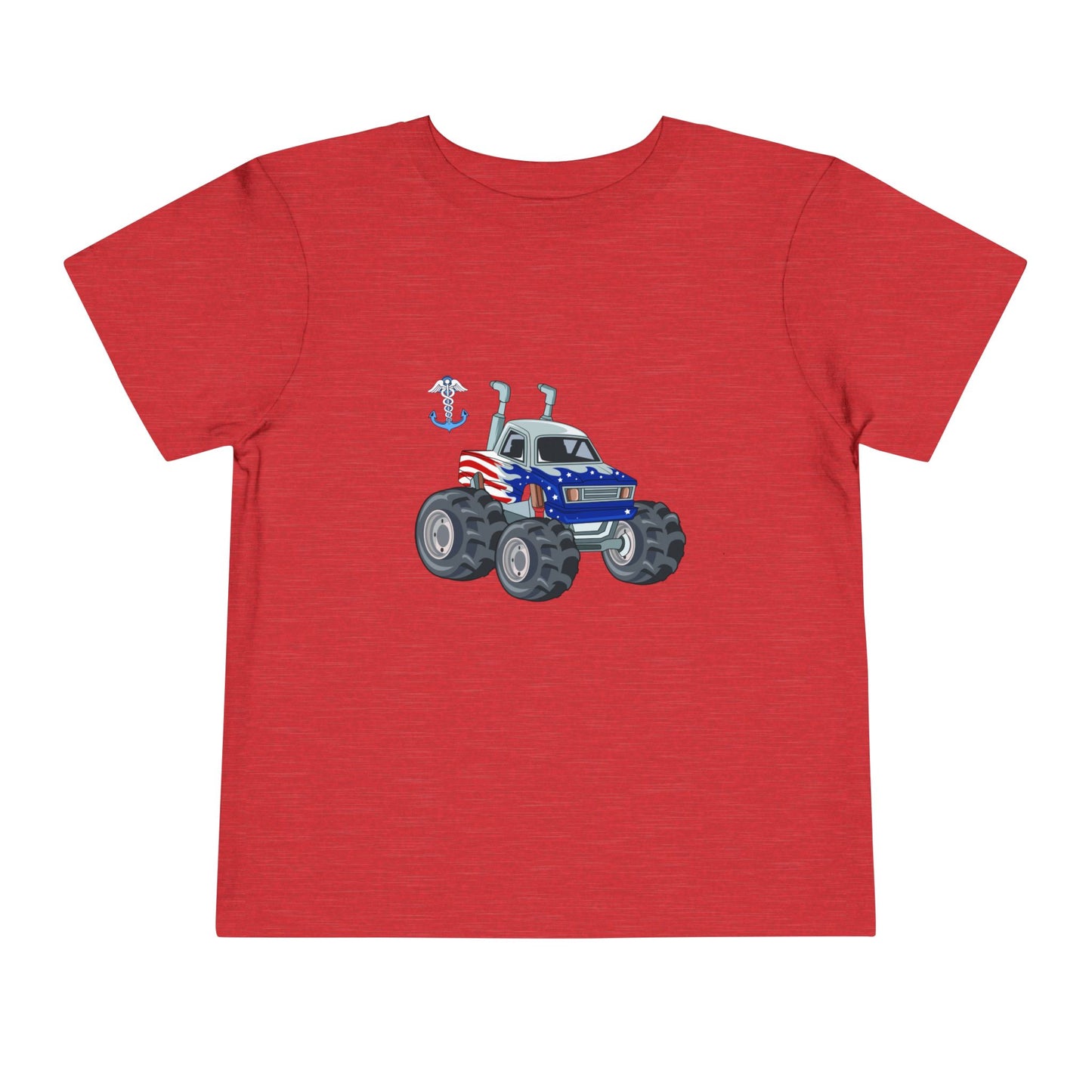 Toddler Tee — Patriotic Monster Truck with Anchor Graphic