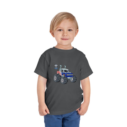 Toddler Tee — Patriotic Monster Truck with Anchor Graphic
