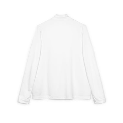 Embroidered adidas Quarter-Zip Pullover — White Performance Half-Zip