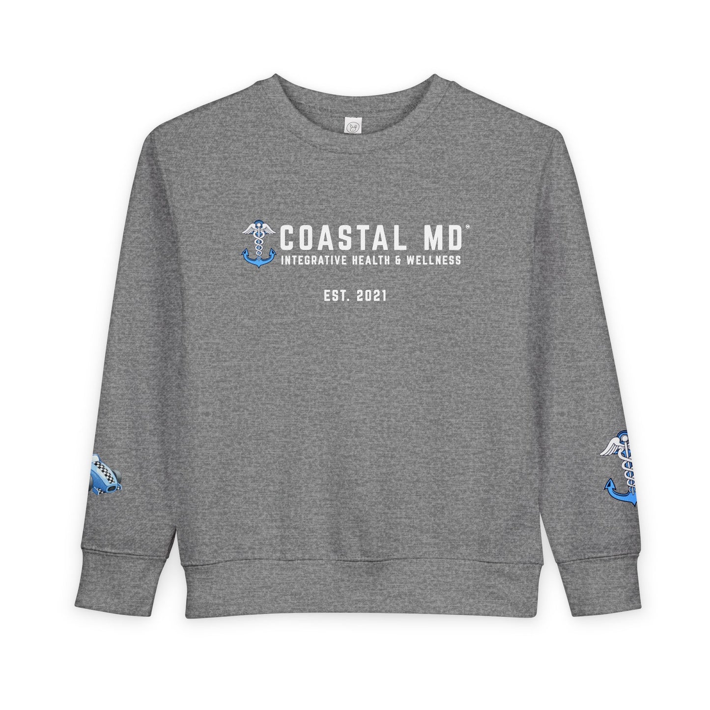 Coastal MD Toddler Sweatshirt — Blue Race Car Anchor Design