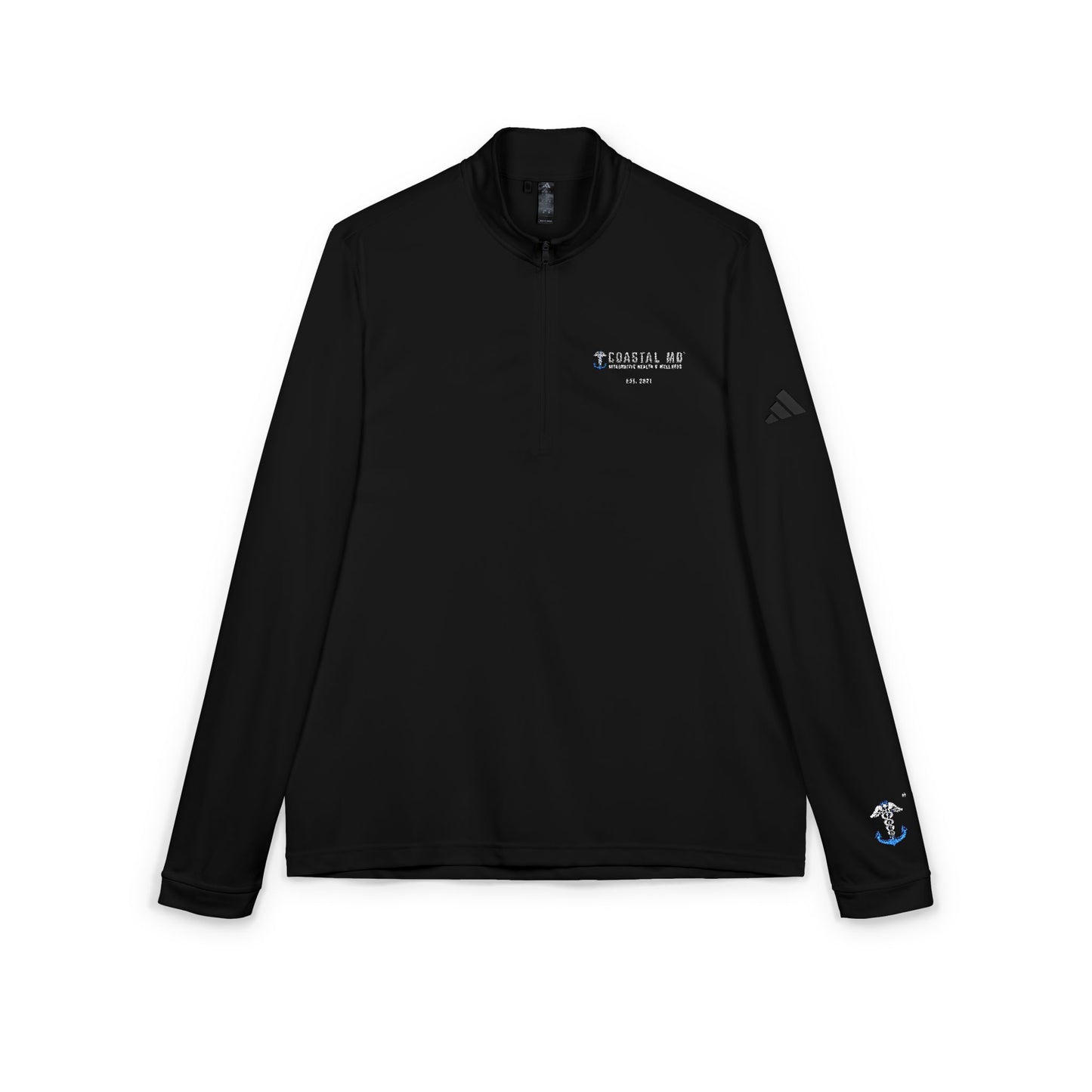 Embroidered Quarter-Zip Pullover — Minimal White Athletic Pullover