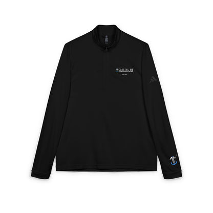 Embroidered Quarter-Zip Pullover — Minimal White Athletic Pullover